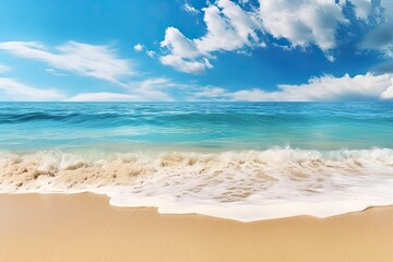 Fototapeta na wymiar Wave of the Sea on the Sand Beach: Wide Panorama Beach Background Concept