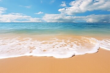 Fototapeta na wymiar Wave of the Sea on the Sand Beach: Wide Panorama Beach Background Concept