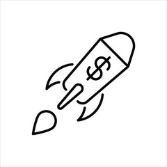 Rocket  icon islolate white background vector stock illustration.