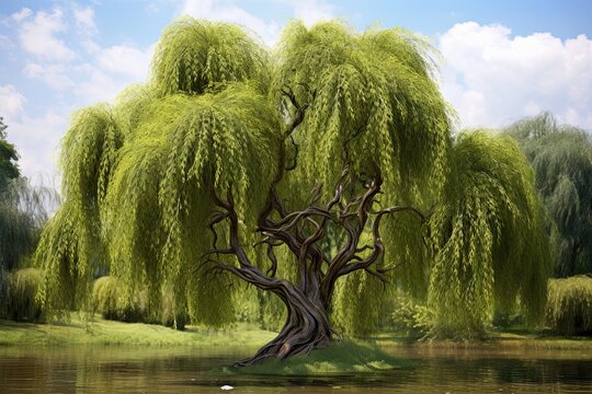 Willow Green Color Weeping Tree Design: A Stunning Digital Image Inspired by Nature
