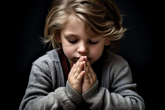 Christian child religion concept in his prayer time