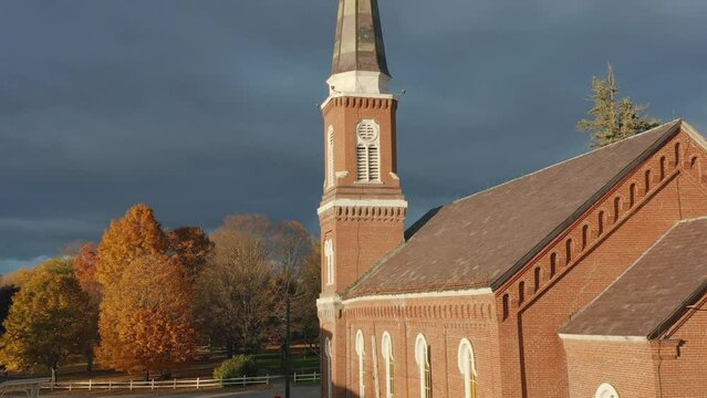 Aerial Church New England Poltney Vt Vermont Dynamic Dramatic Lighting Drone America Religion Landscape East Coastv