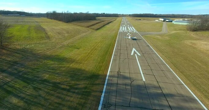 Aerial Footage: Small Plane Taking Off from Airport with Permission