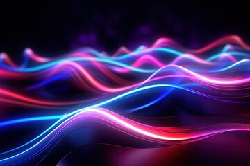 Naklejka premium abstract futuristic background with pink blue glowing neon moving high speed wave lines and bokeh lights. Data transfer concept Fantastic wallpaper