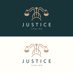 Legal Justice Scales Logo Design With Simple Line Model For Company Brands