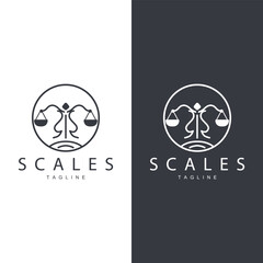 Legal Justice Scales Logo Design With Simple Line Model For Company Brands