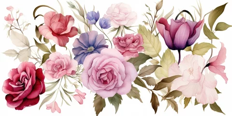 Stof per meter watercolor flowers © candra