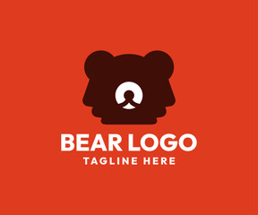 Modern and minimal bear head logo design