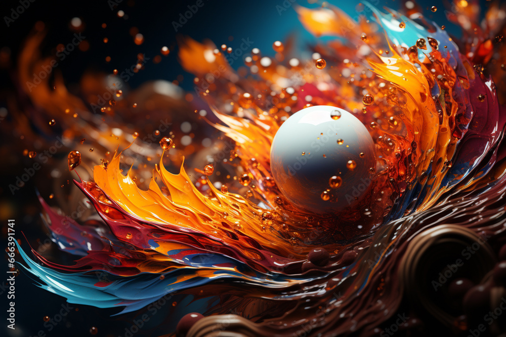 Fototapete A vibrant abstract background with swirling patterns and glowing orbs, symbolizing new beginnings and possibilities.  