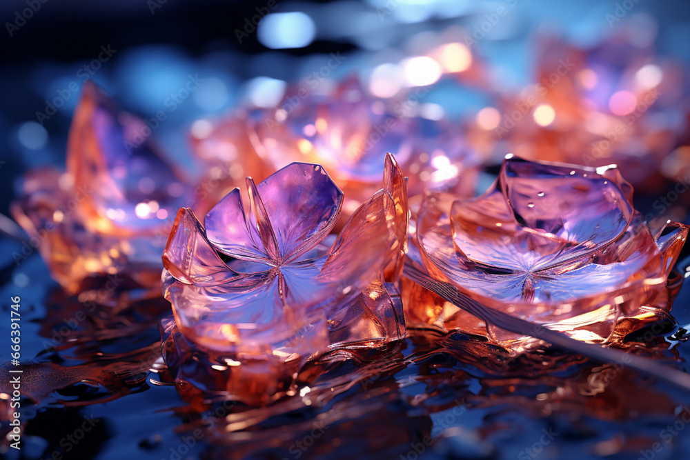 Poster abstract ice crystals and frosty textures, reflecting the chilly and refreshing essence of the new y