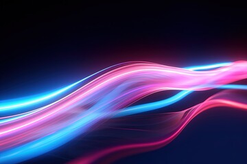 Fototapeta premium abstract futuristic background with pink blue glowing neon moving high speed wave lines and bokeh lights. Data transfer concept Fantastic wallpaper