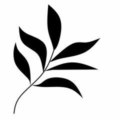 decorative leaf silhouette. Simple stencil. on a white background, Setok vector illustration