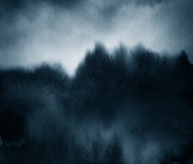 Beautiful abstract watercolour landscape. Versatile artistic image for creative design projects: posters, banners, cards, covers, magazines, prints, wallpapers. Artist-made art, no AI.