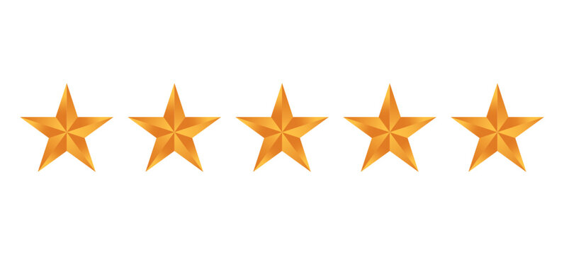 five stars isolated over white background 5 star rating or good service concept