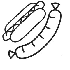 Delicious sausage and hotdog combination icon, isolated white screen, vector illustration