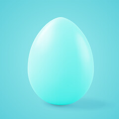 Blue Easter glossy egg traditional religious holiday symbol 3d icon realistic vector illustration