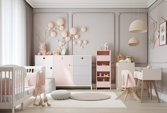 Modern Scandinavian style nursery with a neutral color palette