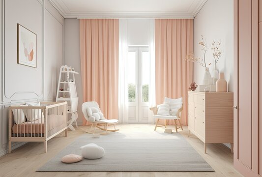 Modern Scandinavian style nursery with a neutral color palette