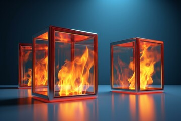 3D illustration of windows designed for preventing fires. Generative AI
