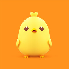 Yellow chick cute baby chicken adorable character 3d icon realistic vector illustration