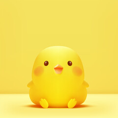 Funny yellow chick small cute baby chicken 3d icon isolated on studio background realistic vector