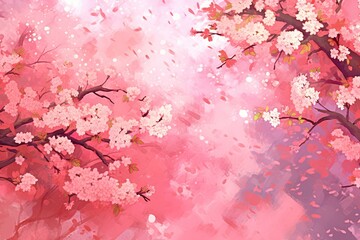 Illustration of a stunning cherry blossom background in spring. Generative AI