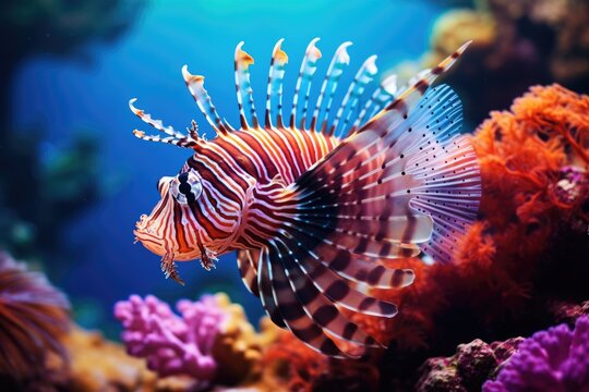 Dwarf lionfish on the coral reefs