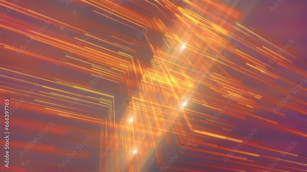 Aufkleber close-up of background with moving burning lines of yellow and orange light. futuristic technology s