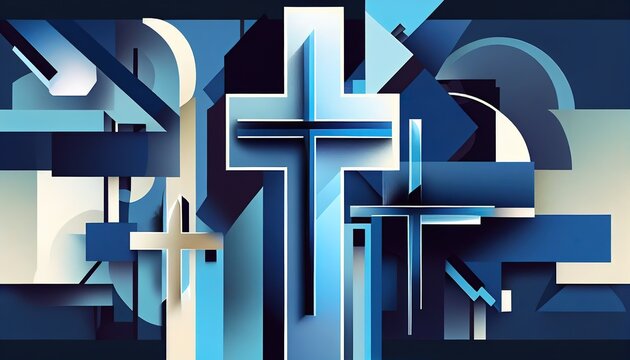 illustration of abstract cross with bauhaus styles design