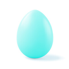 Blue glossy chicken egg Easter traditional symbol 3d icon realistic vector illustration
