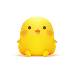 Positive yellow chick small funny baby chicken 3d icon realistic vector illustration