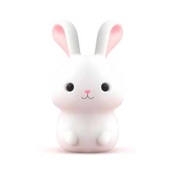 Baby bunny cute rabbit adorable figurine 3d icon realistic vector illustration