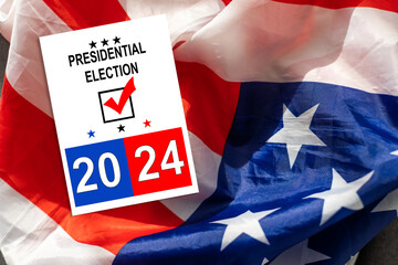 Presidential Election 2024 in United States. Vote day, November 5. US Election campaign. Make your choice Patriotic american illustration. Poster, card, banner and background