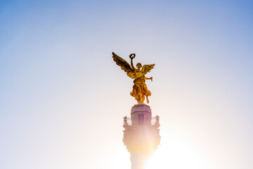 Angel de la independencia in Mexico city, hand of the angel holding a crown of flower