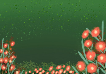 Nature Red Flowers Garden wallpaper template illustration