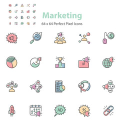 set of marketing icons, online marketing, advertising