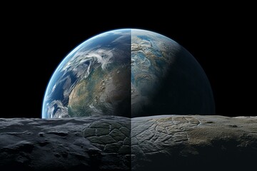 Fototapeta na wymiar Scenic earth views from moon - USA & galaxy. Generative AI