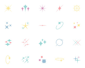 set of sparkle icons, glitter, glow