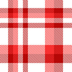 White Red Tartan Plaid Pattern Seamless. Check fabric texture for flannel shirt, skirt, blanket
