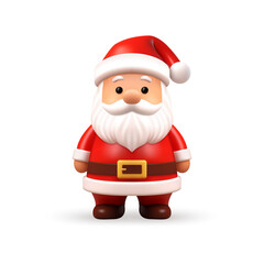 Adorable cute cartoon Santa Claus Merry Christmas character 3d icon realistic vector