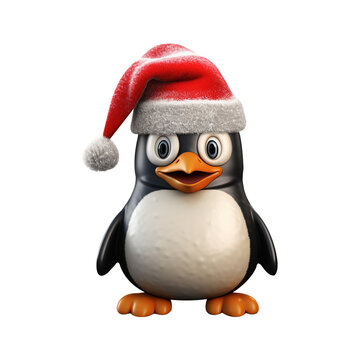 3d penguin in santa hat