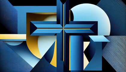 illustration of abstract cross with bauhaus styles design