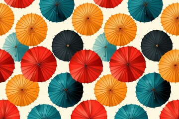 Fototapeta na wymiar Pattern with vibrant umbrellas. Generative AI