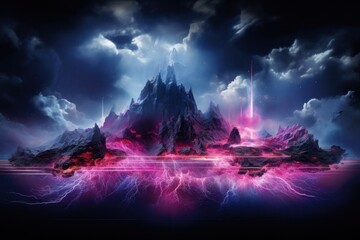 abstract background fractal pattern in neon glow.