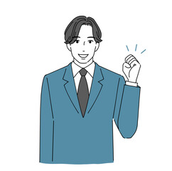 ガッツポーズする男性会社員