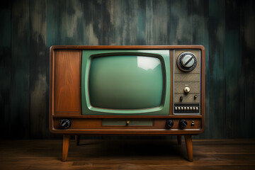 Vintage TV on Wooden Stand, Nostalgic Television Receiver