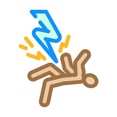 warning electricity color icon vector. warning electricity sign. isolated symbol illustration