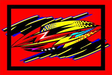 vector abstract racing background design with a unique line pattern and a combination of bright colors, looks fierce against the red background