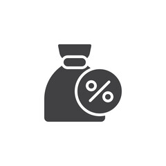 Money bag and percentage vector icon