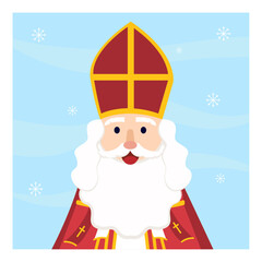 Saint Nicholas or Sinterklaas cartoon winter character isolated